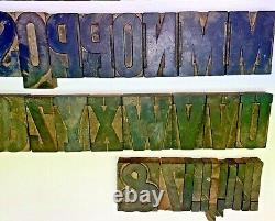 Wood Type 3 1/4, 58 Pc. Set, Letters+ Punctuation, Well Used Condition
