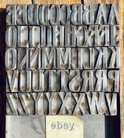 Wood Type Hamilton 676 Stereocast Metal letterpress alphabet printing 47pc CAPS