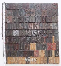 108 Pièces D'imprimerie De Type Bois En Bois Vintage Typographique 50 M. M. # Bc-5033