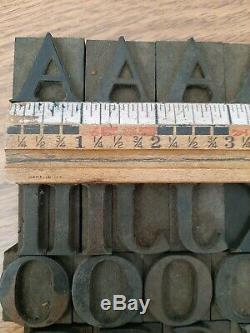 111 Antique 1 Bois Type Blocs D'impression Alphabet Typo Nombres Lettres
