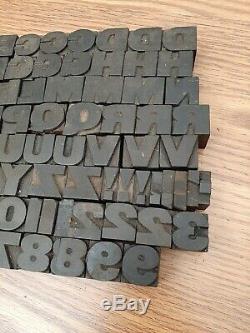 128 Antique. 75 Type D'impression Bois Bloque Alphabet Lettres Typo Nombres