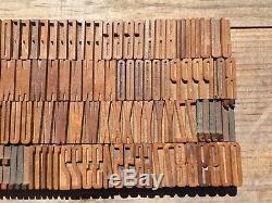130pc Lot Antique Vtg Wood Letterpress Type D'impression Bloc Block # Ensemble Complet