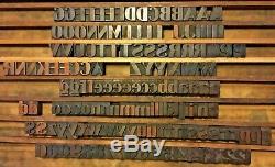 144 Bois Letterpress Type D'impres Bloc Complet Haute Basse Lettres Minuscules Nombres 1