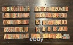 1 5/16 Blocs de bois pour presse typographique, mélange de lettres, de chiffres, de symboles et d'espaces, 130 pièces