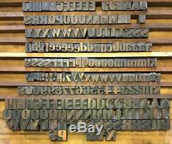 202 Bois Letterpress Type D'impres Bloc Supérieur Basse-lettres Minuscules Nombres 7/8 11/16