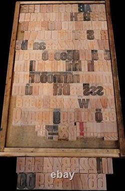 202pcs 2.83 Blocs D'impression En Bois De Presse-lettres Alphabet En Bois Type Imprimante