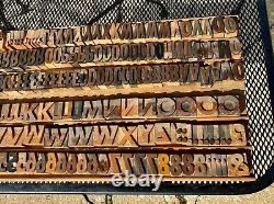 296 Antique Wood Letterpress Printing Type De Presse Bloc Letters Number Typeset