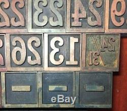 2 Bois De Blocs D'impression Type Sculpté Mixtes Lot Vintage Typo Nombres Symboles