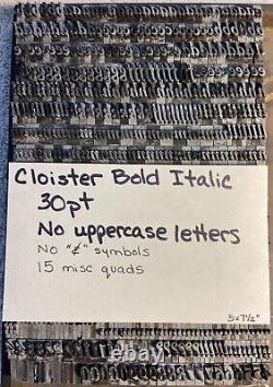30 Pt Cloister Gras Italique Type uniquement sans majuscules 600+ pièces