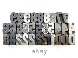 32 Métaux De Bois Numéros De Presse-lettres Lot 0 9 Vintage Imprimer Type Impression # Set
