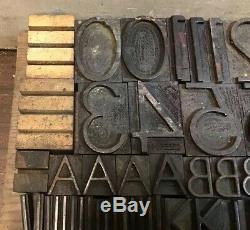 475 Pcs. Lettre En Bois Vintage D'impression Blocs De Presse Lettres / Chiffres Composøes