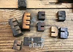 475 Pcs. Lettre En Bois Vintage D'impression Blocs De Presse Lettres / Chiffres Composøes
