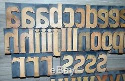 47 Vintage Bois Letterpress Type D'impression Blocs Lettres Minuscules 2 1/2 Grand