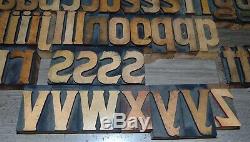 47 Vintage Bois Letterpress Type D'impression Blocs Lettres Minuscules 2 1/2 Grand