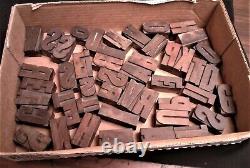 47 lettres d'imprimerie en bois de presse à lettre d'imprimerie antique