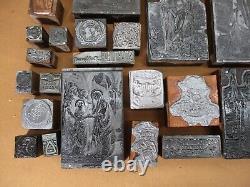 65 Blocs de bois de caractères d'imprimerie antique Clipart Logos Formes Religieuses