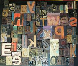 75+ Vintage Wood Type Letterpress Blocs Lot Impression Art Design 1 À 3-3 / 4