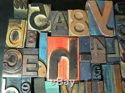 75+ Vintage Wood Type Letterpress Blocs Lot Impression Art Design 1 À 3-3 / 4