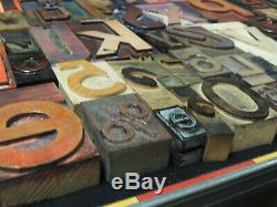 75+ Vintage Wood Type Letterpress Blocs Lot Impression Art Design 1 À 3-3 / 4