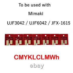 7x Puce Permanente pour Mimaki LF140-0728 UJF3042/ UJF6042 Cartouche UV CMYKLCLMWh