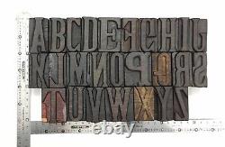 A À Z Vintage Letterpress 26 Lettres Imprimantes De Type Bois Collection De Blocs #bl-20
