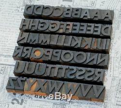 A-z Alphabet 1,42 Typographie En Bois Blocs D'impression De Type Bois D'imprimante Vintage