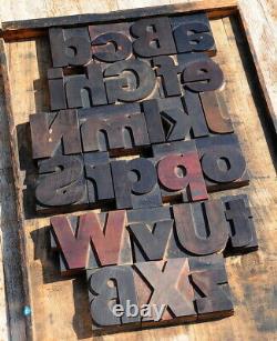 A-z Alphabet Mixte 4.29 Presse-lettres Blocs D'impression En Bois Type Imprimante Vintage