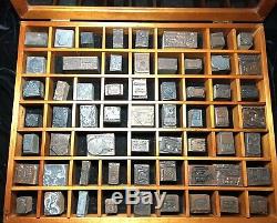 Advertising Old Letterpress Bois Blocs En Métal Vintage Mixte Lot Bois Case