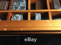 Advertising Old Letterpress Bois Blocs En Métal Vintage Mixte Lot Bois Case