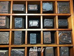 Advertising Old Letterpress Bois Blocs En Métal Vintage Mixte Lot Bois Case