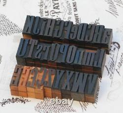 Alphabet A-Z 1.06 blocs d'impression en bois de lettre presse typographique ancien de l'imprimeur vintage