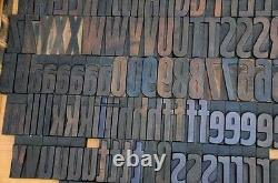 Alphabet en caractères mobiles 171pcs 3.54 blocs d'impression en bois Lettres en bois pour imprimer en typographie