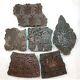 Ancien Lot De 6 Blocs D'impression Traditionnels En Bois Sculpté À La Main / Tissu