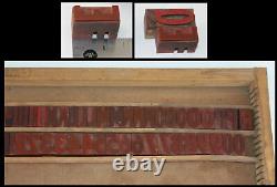 Antique 195 Pc Lettre Presse Imprimer Type Old Wood Block Sets A-z Letters & Numbers