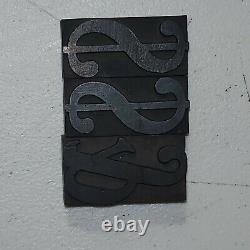 Antique 2 Blocs D’impression De Type Bois Letterpress Alphabet Uppercase Letters Lot6