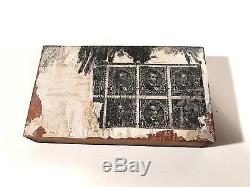 Antique Us Postage Stamp Die Copper & Plaque D'impression En Bois 4c Lincoln