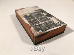 Antique Us Postage Stamp Die Copper & Plaque D'impression En Bois 4c Lincoln