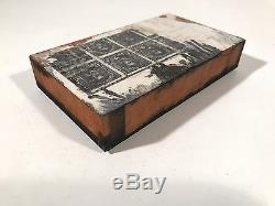 Antique Us Postage Stamp Die Copper & Plaque D'impression En Bois 4c Lincoln