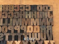 Antique Vtg Hamilton Bois Letterpress Type D'impression Bloc A-z Lettres Comp Set