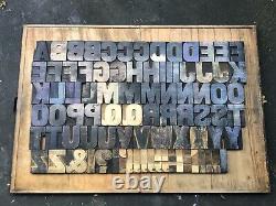 Antique Vtg Large 4+ Wood Letterpress Print Type Bloc Alphabet A-z Letter Set