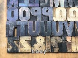Antique Vtg Large 4+ Wood Letterpress Print Type Bloc Alphabet A-z Letter Set