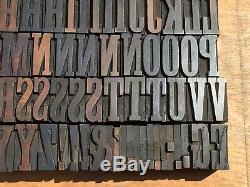 Antique Vtg Vanderburgh & Wells Bois Letterpress Type D'impression Bloc A-z Set Lettre