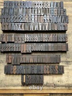 Antique Wood Letterpress Imprimer Type Block Letters, Numbers, Ponctuation 1 Lotf