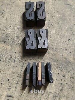 Antique Wood Letterpress Imprimer Type Block Letters, Numbers, Ponctuation 1 Lotf