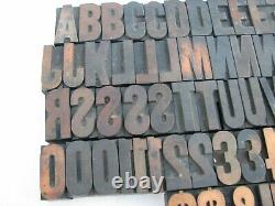 Antiquité 1 5/8 Imprimantes En Bois Presse-lettres Type De Bloc Ensemble De Lettres #s Punc 84 Pc