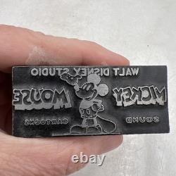 Bloc d'impression en bois VTG Walt Disney Studios Mickey Mouse années 1930