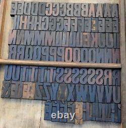 Bloc d'impression en bois de typographie 104 pièces de 3.19 pouces de haut, alphabet en bois, caractères typographiques en bois