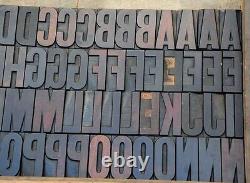 Bloc d'impression en bois de typographie 104 pièces de 3.19 pouces de haut, alphabet en bois, caractères typographiques en bois