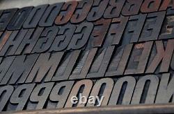 Bloc d'impression en bois de typographie 104 pièces de 3.19 pouces de haut, alphabet en bois, caractères typographiques en bois