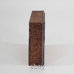 Bloc d'impression rare en bois avec face en cuivre Boston House Vintage